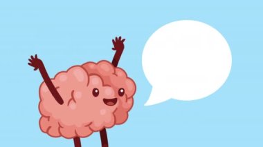 Beyin organı komik karakteri kutluyor, 4k video animasyonu