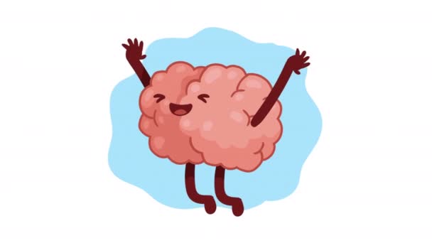 Órgão Cérebro Comemorando Personagem Cômico Vídeo Animado — Vídeo de Stock