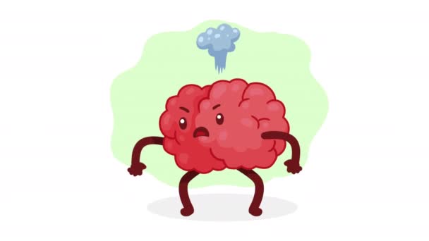 Cerebro Órgano Enojado Personaje Cómico Video Animado — Vídeos de Stock