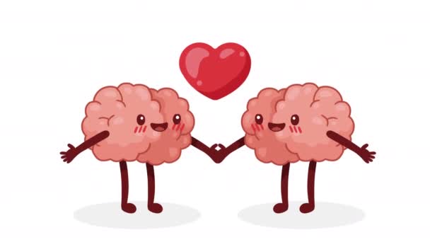 Mozkové Orgány Srdečními Znaky Video Animované — Stock video