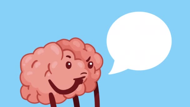 Мозговой Орган Думающий Комический Персонаж Видео Анимация — стоковое видео
