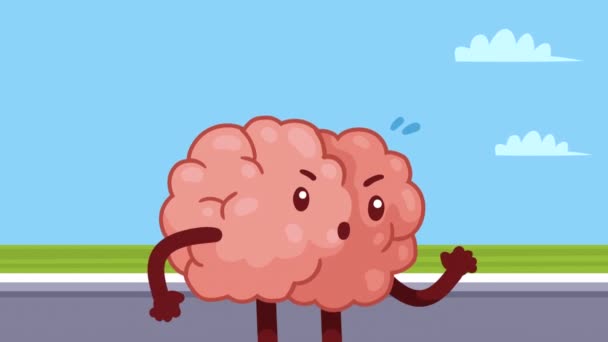 Organ Otak Dalam Komik Jalan Karakter Animasi Video — Stok Video