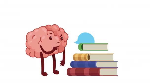 Εγκέφαλος Όργανο Σκέψης Κωμικός Χαρακτήρας Βίντεο Κινούμενα — Αρχείο Βίντεο