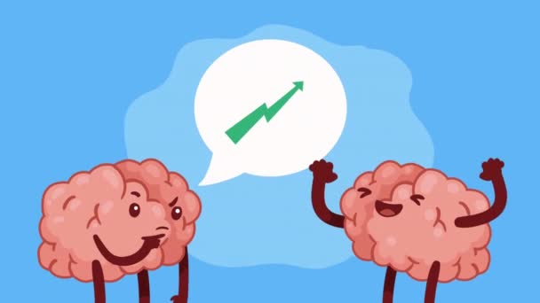 Hersenen Organen Met Pijl Omhoog Stripfiguren Video Geanimeerd — Stockvideo