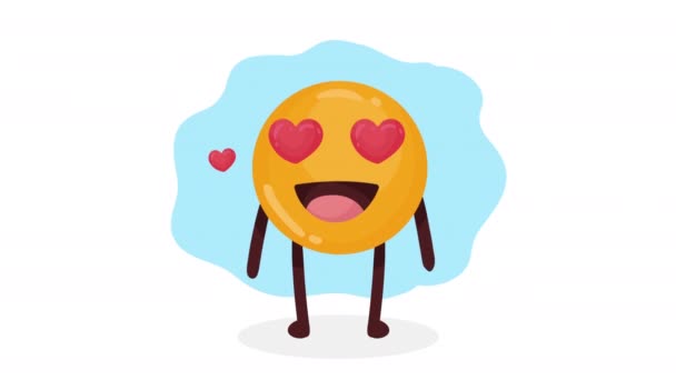 Inlove Emoji Καρδιά Κωμικό Χαρακτήρα Βίντεο Κινουμένων Σχεδίων — Αρχείο Βίντεο