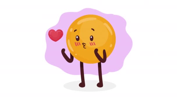 Inlove Emoji Met Hart Komisch Karakter Video Geanimeerd — Stockvideo