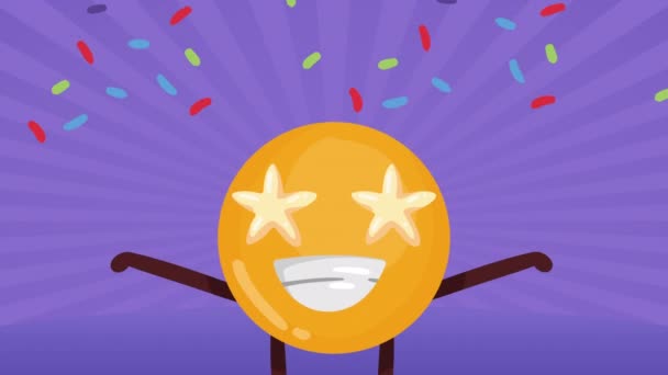 Gelukkig Emoji Vieren Stripfiguur Video Geanimeerd — Stockvideo