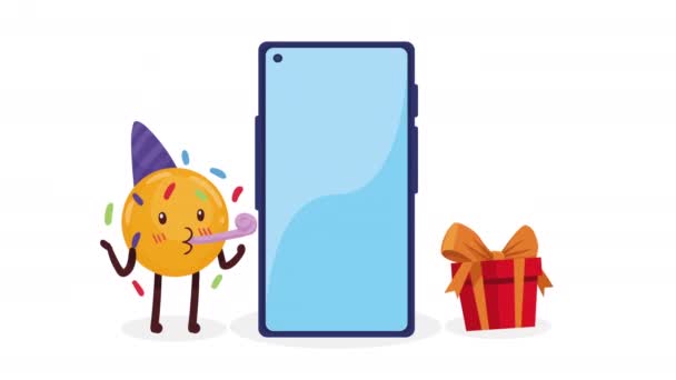 Happy Emoji Celebrating Comic Character Video Animated — Stock Video