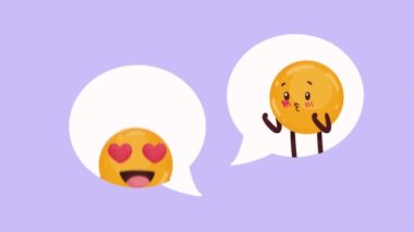 Kalpli komik karakterli emojiler, 4k video animasyonu