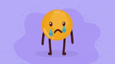 Komik gözyaşı karakterli üzgün emoji, 4k video animasyonu
