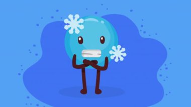 Buz çizgi romanı karakteri ile donmuş emoji, 4k video animasyonu