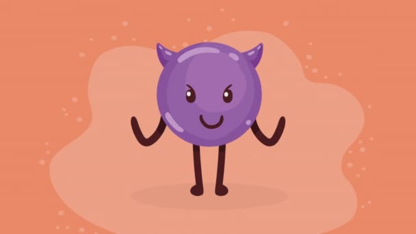 Διάβολος Μωβ Emoji Κωμικό Χαρακτήρα Βίντεο Κινούμενα — Αρχείο Βίντεο