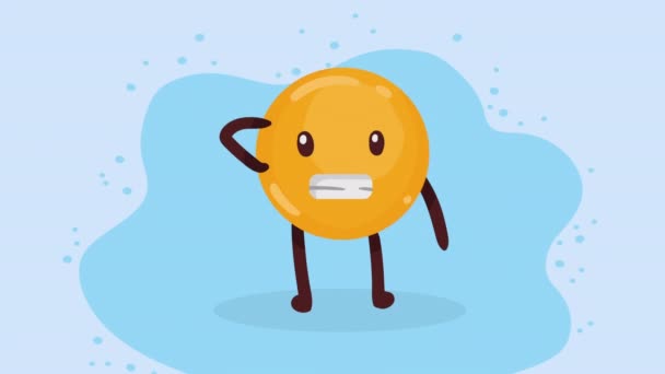 Ντροπαλός Emoji Χειρονομία Κωμικό Χαρακτήρα Βίντεο Κινούμενα — Αρχείο Βίντεο