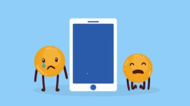 Akıllı telefon çizgi karakterli emojiler, 4k video animasyonu