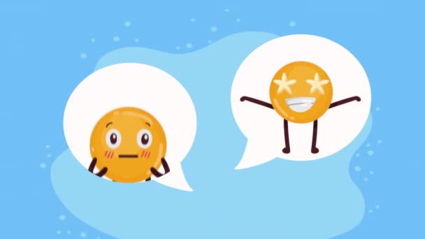Emojis Bolhas Fala Personagens Cômicos Vídeo Animado — Vídeo de Stock