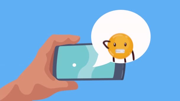 Shy Emoji Gesture Comic Character Video Animated — Stock Video
