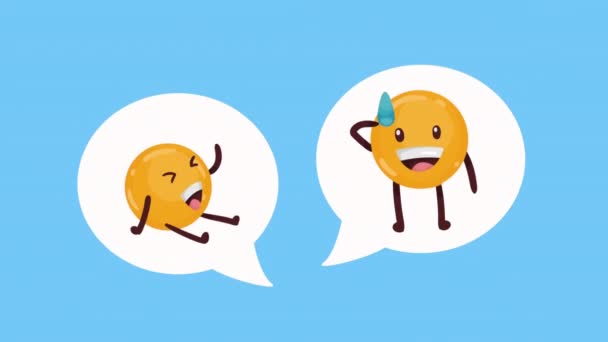 Emojis Řeči Bubliny Komické Postavy Video Animované — Stock video