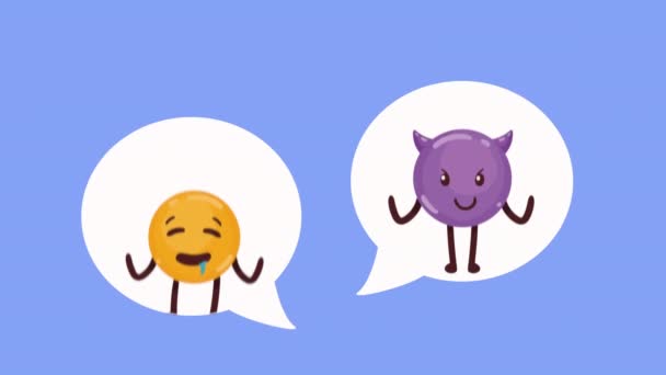 Emojis Medios Sociales Burbujas Voz Video Animado — Vídeo de stock
