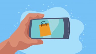 akıllı telefon alışveriş çantası animasyonu, 4k video animasyonu