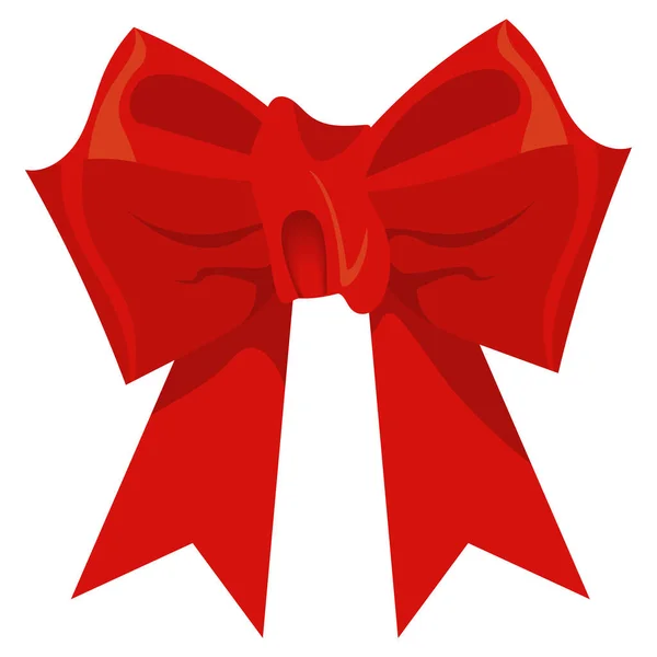 Vánoční Červená Stuha Dekorace Ikona — Stockový vektor