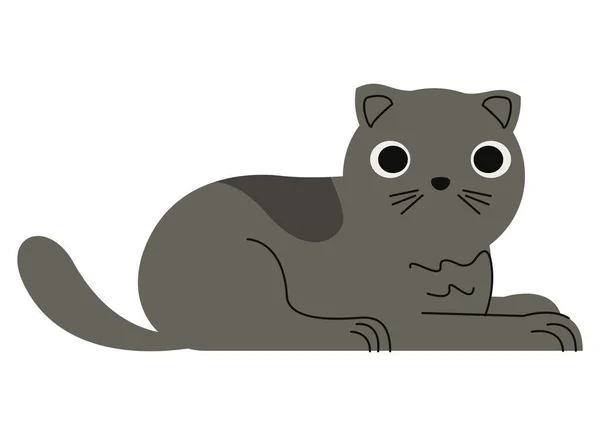 Cute Karakter Kucing Abu Abu Kecil - Stok Vektor