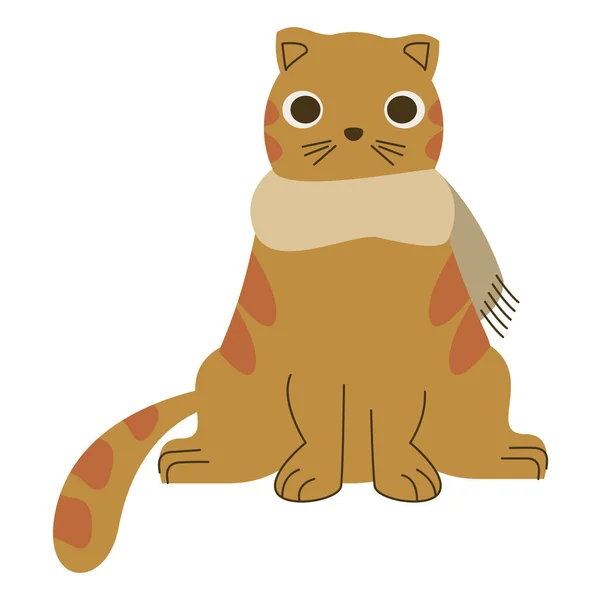 Niedliche Kleine Katze Mit Halstuch Charakter — Stockvektor