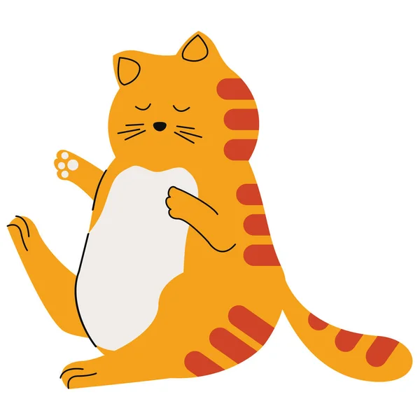 Niedliche Kleine Gelbe Katze Katze Katze Katze Charakter — Stockvektor
