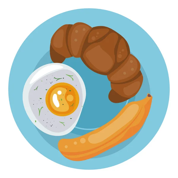 Croissant Egg Fried Breakfast — Stock Vector