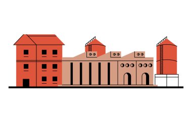 Silo simgesine sahip sanayi fabrikası