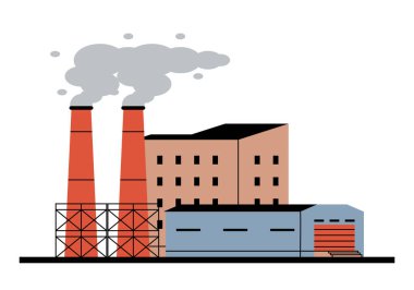 İki baca simgesi olan sanayi fabrikası