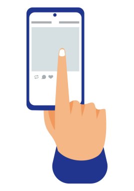 İnsan eli akıllı telefon teknolojisine dokunuyor.
