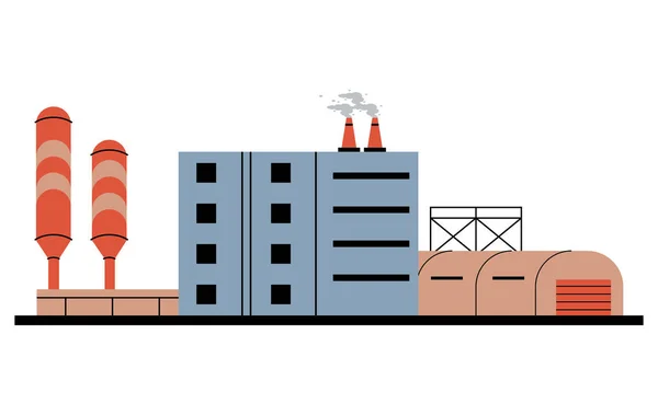 Industrieanlage Mit Bau Und Schornsteinsymbol — Stockvektor