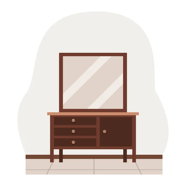 Ξύλινο Dressing Table Επίπεδη Εσωτερικούς Χώρους — Διανυσματικό Αρχείο