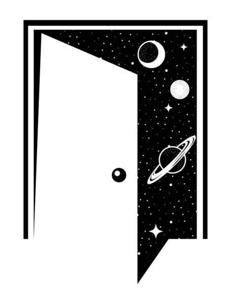 Πόρτα Ανοιχτή Σουρεαλιστική Αστρολογία Στυλ — Διανυσματικό Αρχείο