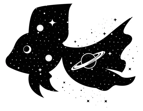 Stock vector fish swiming surreal astrology style