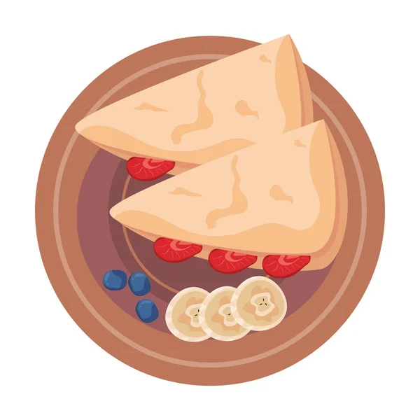 Tortilhas Com Frutas Frescas Café Manhã — Vetor de Stock