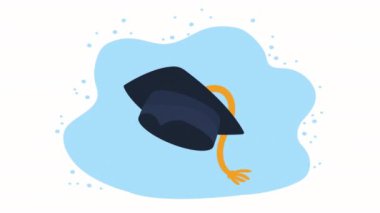 mezuniyet şapkası aksesuar eğitim animasyonu, 4k video animasyonu