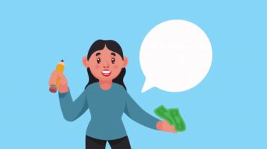 Dolar sembollü kadın animasyonu, 4k video animasyonu