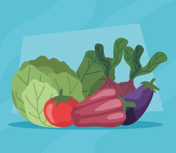 新鲜蔬菜健康食品图标 — 图库矢量图片