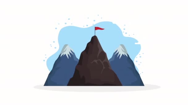 Mountain Success Flag Video Animated — 비디오