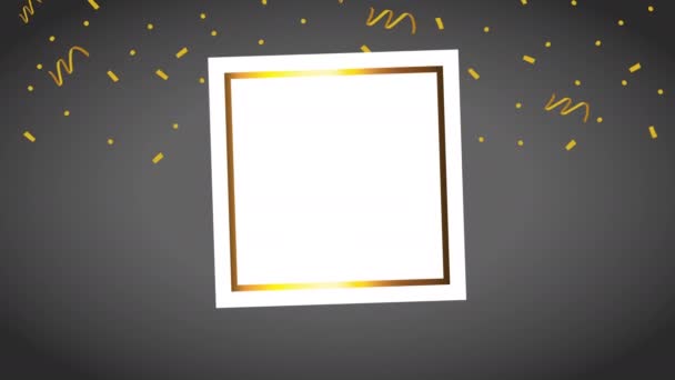 Šťastný Oslava Zlatý Čtvercový Rámeček Video Animovaný — Stock video