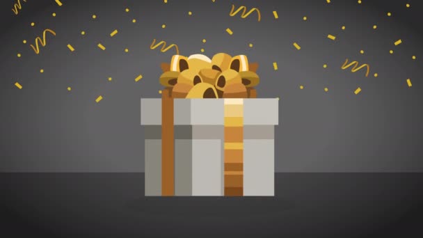 Šťastný Oslava Zlatý Dárek Animace Video Animované — Stock video