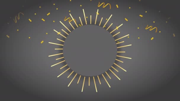 Feliz Celebración Oro Sunburst Confeti Video Animado — Vídeos de Stock