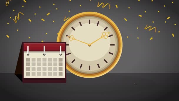 Happy Celebration Golden Clock Animation Video Animated — Stock Video