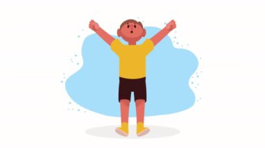 Genç adam karakter animasyonunu kutluyor, 4k video animasyonu