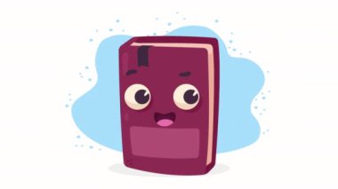Kitap okulu malzemesi Kawaii karakter animasyonu, 4k video animasyonu