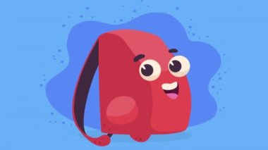 okul çantası desteği kawaii karakter animasyonu, 4k video animasyonu