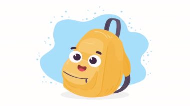 okul çantası desteği kawaii karakter animasyonu, 4k video animasyonu