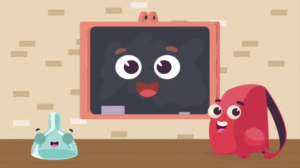 Chalkboard School Supplies Animation Video Animated — Stock Video