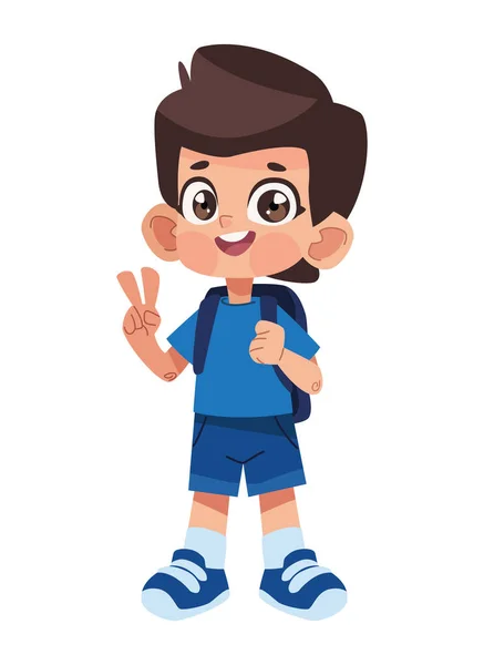 Little Schoolboy Schoolbag Character — Stock Vector